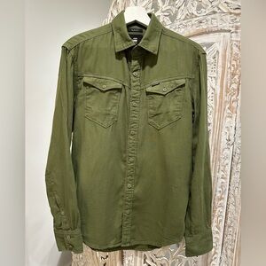 G-Star Olive Green Slim Fit Jean Shirt